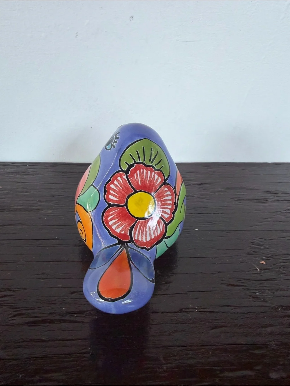 Colorful Talavera Bird Figurine Decor - Blue Multicolor